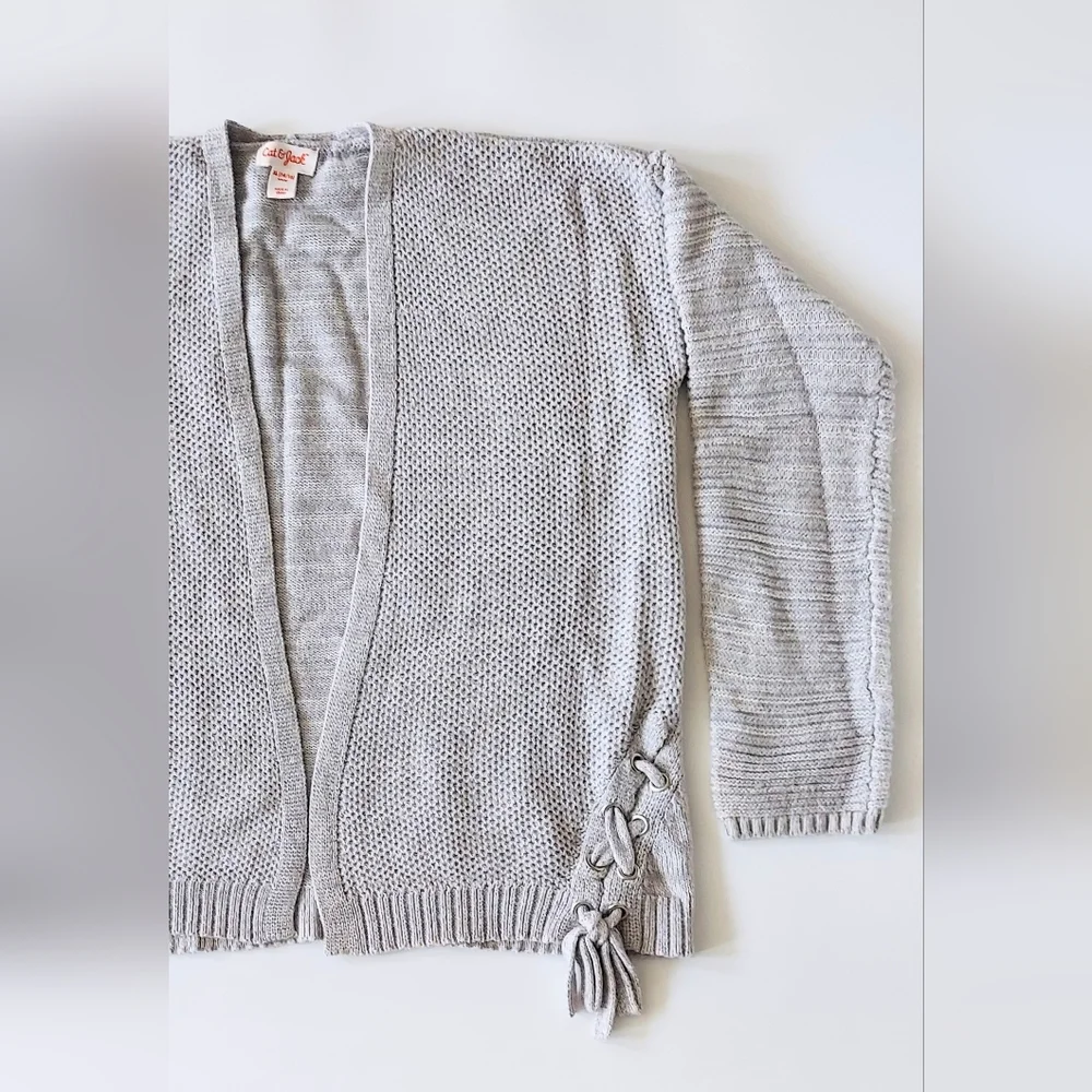 Cat & Jack Open Front Cardigan Long Sleeve Gray Sweater Size 14 / 16